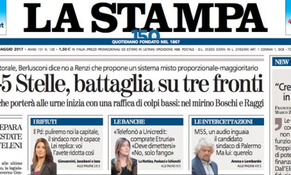 Le prime pagine dei giornali mercoledì 10 maggio 2017
