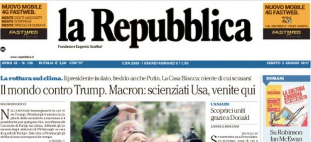Le prime pagine dei giornali sabato 3 giugno 2017