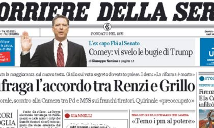 Le prime pagine dei giornali venerdì 9 giugno 2017