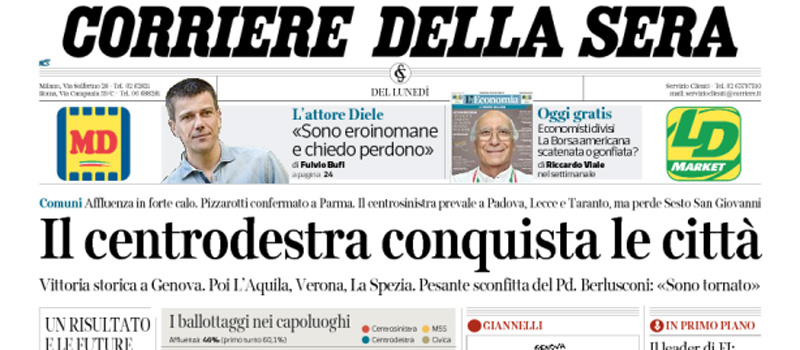 Le prime pagine dei giornali lunedì 26 giugno 2017