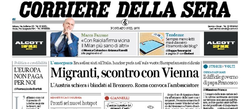 Le prime pagine dei giornali mercoledì 5 luglio 2017