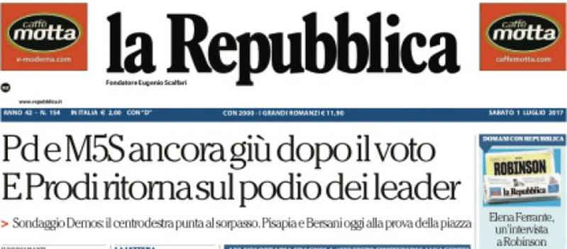 Le prime pagine dei giornali sabato 1 luglio 2017