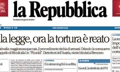 Le prime pagine dei giornali giovedì 6 luglio 2017