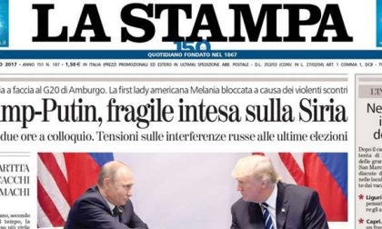 Le prime pagine dei giornali sabato 8 luglio 2017