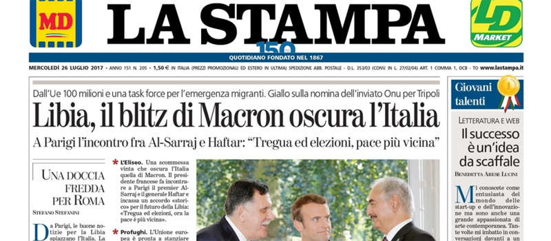 Le prime pagine dei giornali mercoledì 26 luglio 2017
