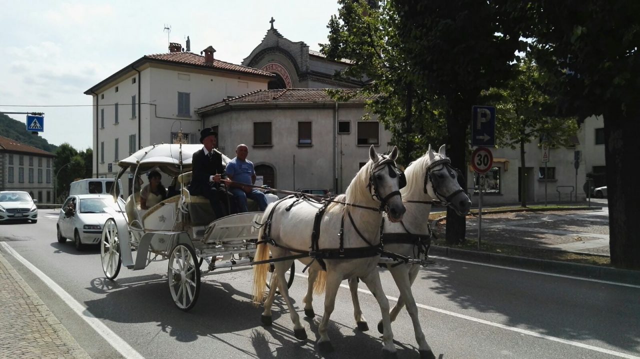 Va a nozze come Cenerentola sopra un cocchio da favola