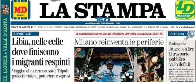 Le prime pagine dei giornali sabato 12 agosto 2017