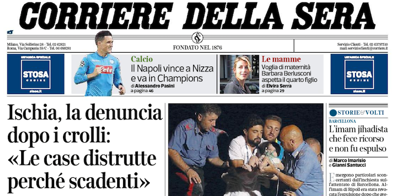 Le prime pagine dei giornali mercoledì 23 agosto 2017