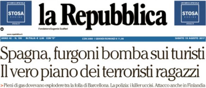 Le prime pagine dei giornali sabato 19 agosto 2017