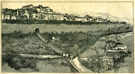 BERGAMO_Disegno a stampa della funicolare di Bergamo (5 novembre 1887)