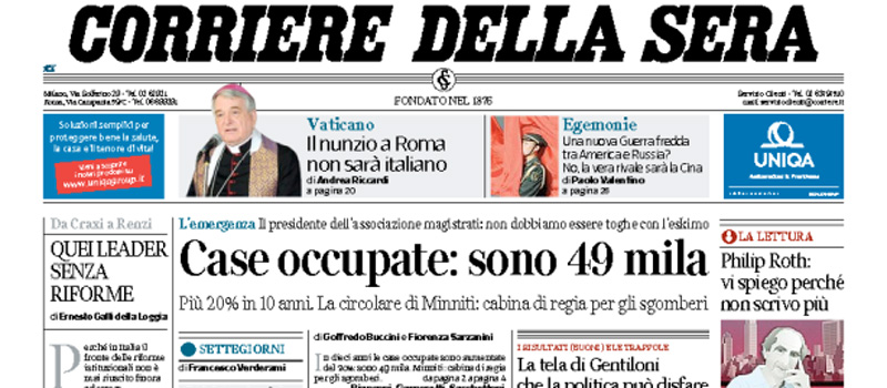 Le prime pagine dei giornali sabato 2 settembre 2017