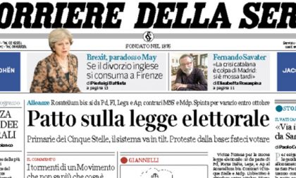 Le prime pagine dei giornali venerdì 22 settembre 2017