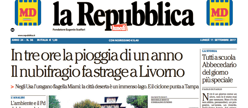 Le prime pagine dei giornali lunedì 11 settembre 2017