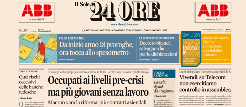 Le prime pagine dei giornali venerdì 1 settembre 2017