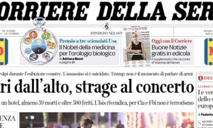 Le prime pagine dei giornali martedì 3 ottobre 2017