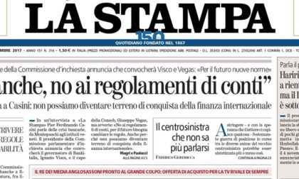 Le prime pagine dei giornali lunedì 13 novembre 2017