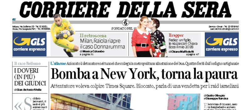 Le prime pagine dei giornali martedì 12 dicembre 2017