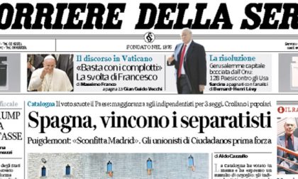 Le prime pagine dei giornali venerdì 22 dicembre 2017