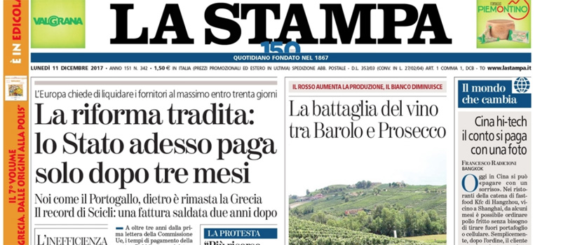 Le prime pagine dei giornali lunedì 11 dicembre 2017