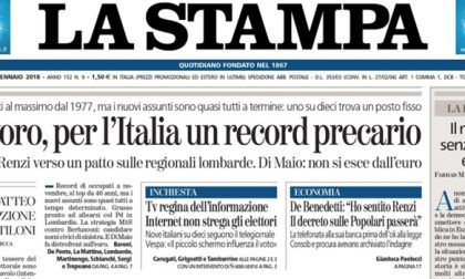 Le prime pagine dei giornali mercoledì 10 gennaio 2018