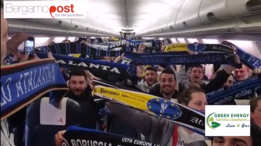 In volo verso Dortmund, cantando l’Atalanta