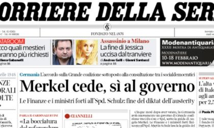 Le prime pagine dei giornali giovedì 8 febbraio 2018