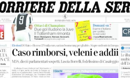 Le prime pagine dei giornali mercoledì 14 febbraio 2018