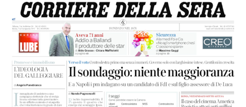 Le prime pagine dei giornali venerdì 16 febbraio 2018