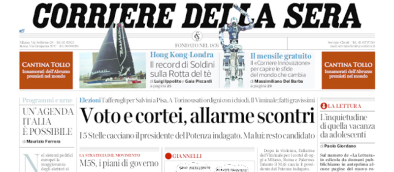 Le prime pagine dei giornali sabato 24 febbraio 2018