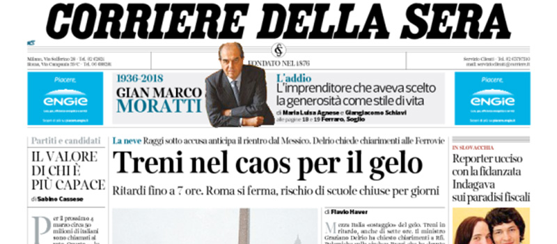 Le prime pagine dei giornali martedì 27 febbraio 2018