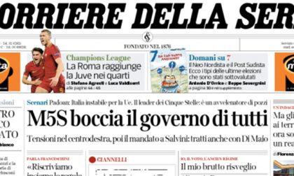 Le prime pagine dei giornali mercoledì 14 marzo 2018