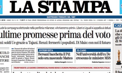 Le prime pagine dei giornali sabato 3 marzo 2018