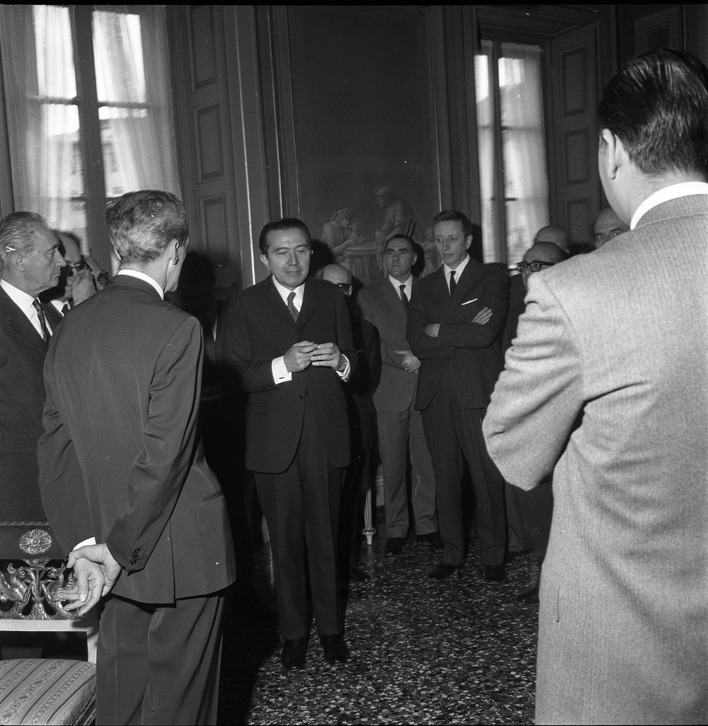 1968, visita di Andreotti a Bergamo