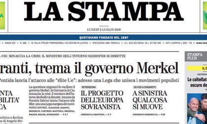 Le prime pagine dei giornali lunedì 2 luglio 2018