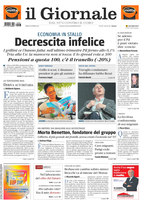 [NAZIONALE - 1] GIORN/INTERNI/PAG-PRIMA ... 23/10/18