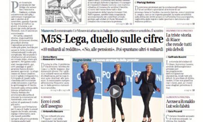 Le prime pagine dei giornali giovedì 4 ottobre 2018