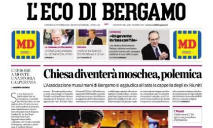 Le prime pagine dei giornali venerdì 26 ottobre 2018