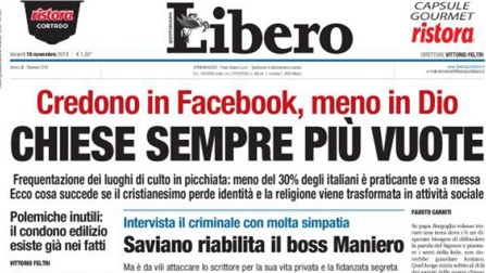 Le prime pagine dei giornali venerdì 16 novembre 2018