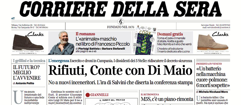 Le prime pagine dei giornali martedì 20 novembre 2018