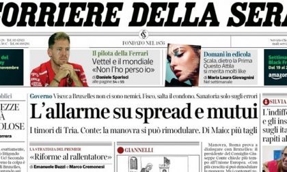 Le prime pagine dei giornali venerdì 23 novembre 2018