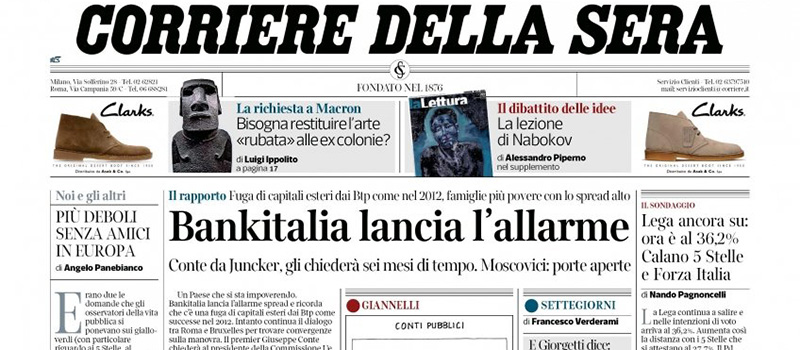 Le prima pagine dei giornali sabato 24 novembre 2018