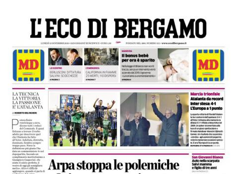 Le prime pagine dei giornali lunedì 12 novembre 2018