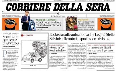 Le prime pagine dei giornali venerdì 7 dicembre 2018