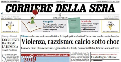 Le prime pagine dei giornali venerdì 28 dicembre 2018