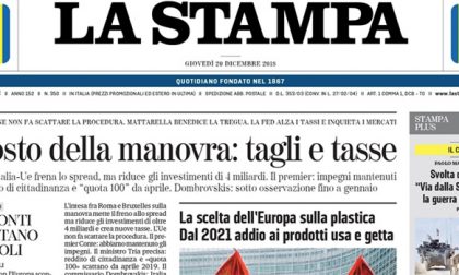 Le prime pagine dei giornali giovedì 20 dicembre 2018