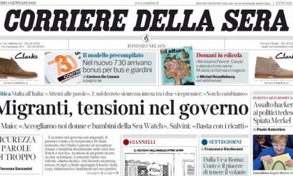 Le prime pagine dei giornali sabato 5 gennaio 2019