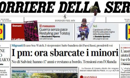 Le prime pagine dei giornali sabato 26 gennaio 2019