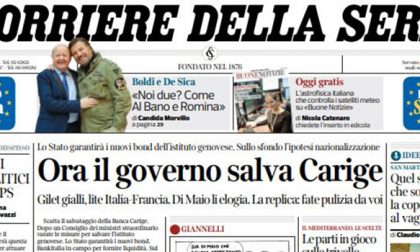 Le prime pagine dei giornali martedì 8 gennaio 2019