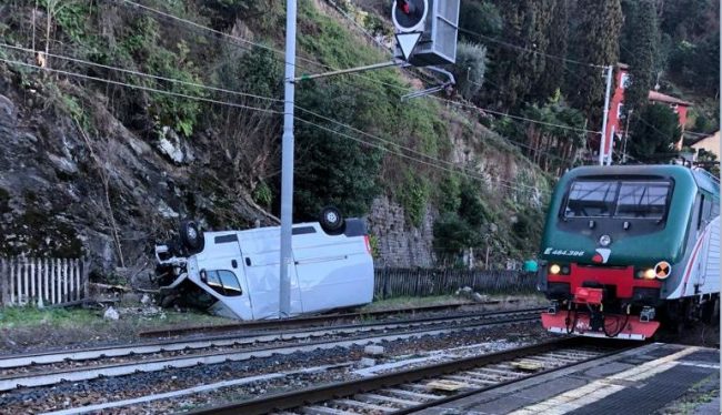 Vola sulla ferrovia da un tornante Quarantottenne salvo per miracolo