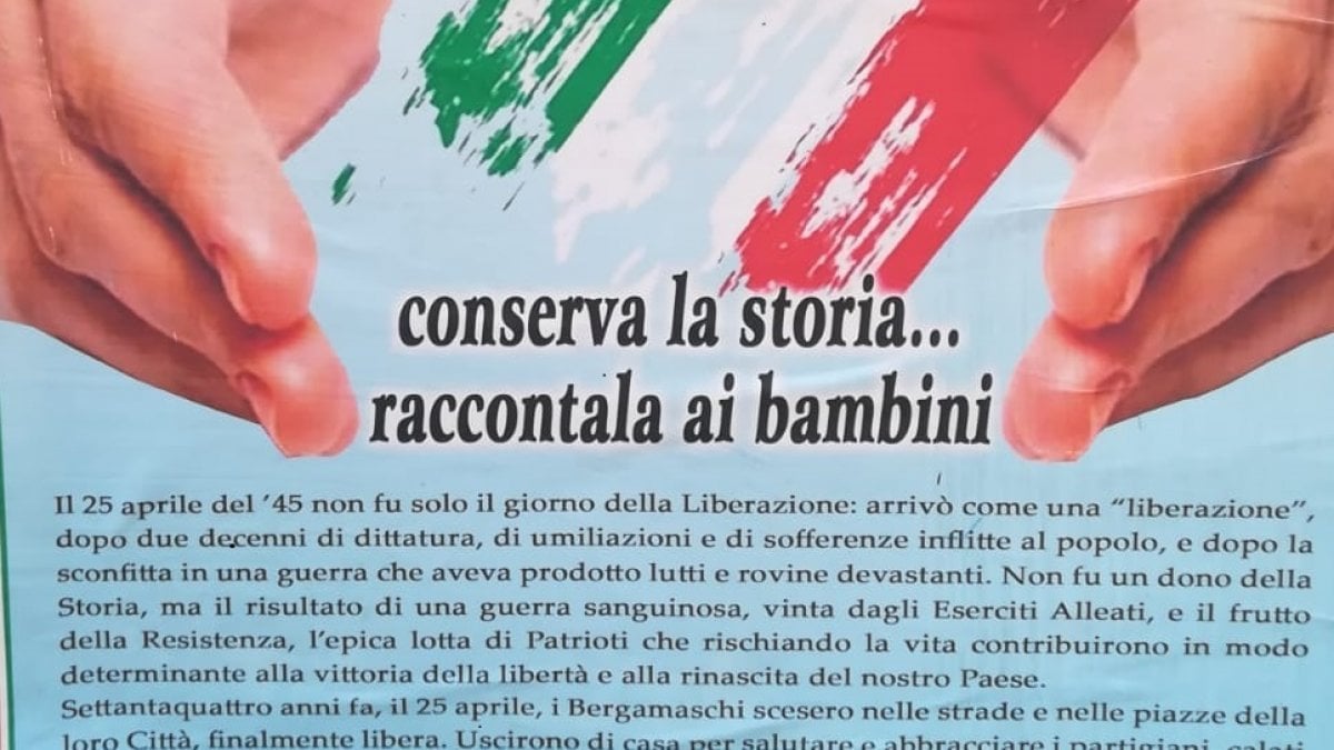 Campania, manifesto del 25 Aprile copiato da Bergamo (con errore)